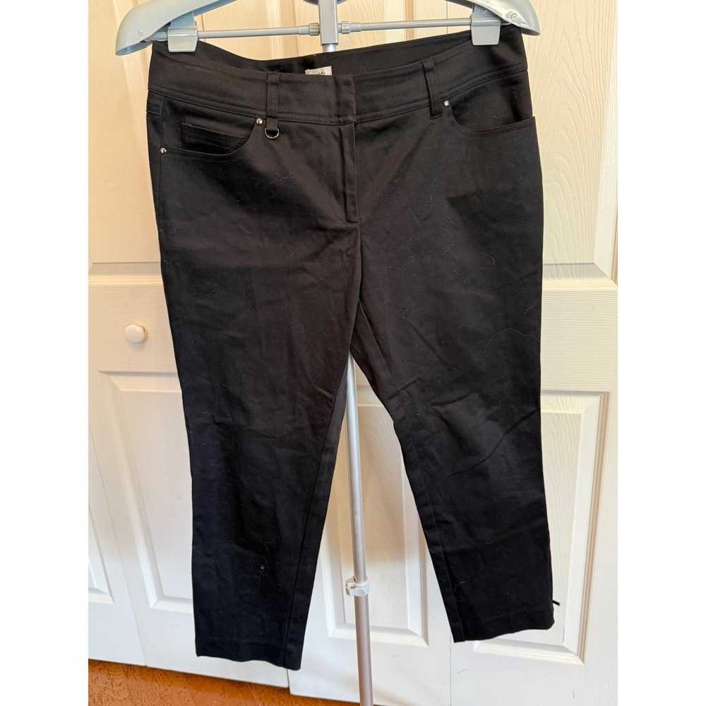Cache Black Stretch‎ Crop Pants Ankle Zip Detail Women's Size 10